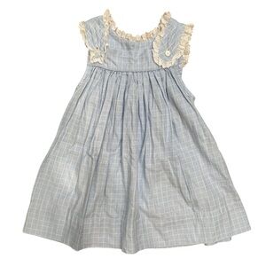 Red Beans Blue Lace Ruffle Overall Romper Dress